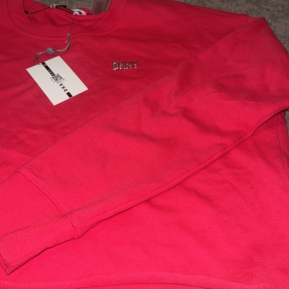 DKNY Hot Pink active shirt top long sleeve sweatshirt top DKNY new with tags - Picture 7 of 11